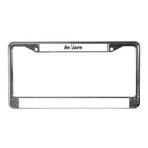  PINK RIBBON BELIEVE Breast cancer License Plate Frame by 