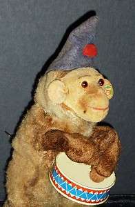 Antique Mechanical Wind Up Carl Monkey with Box  