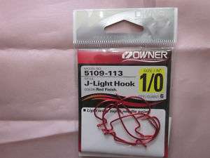 OWNER J Light hook (red) sze 1/0 model 5109 1pak  
