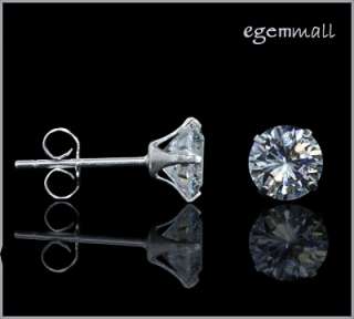 925 Sterling Silver Stud Earrings with White CZ Round  