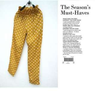 Fashion Womens Yellow/Orange Pants Polka Dots Pants M L XL Size  