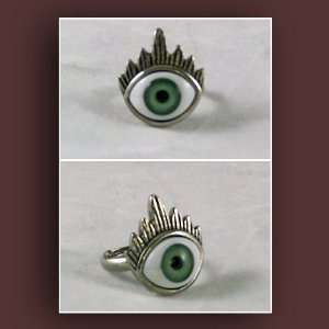  Beautiful Green Eye Ball Adjustable Ring with Eyelashes 