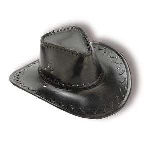 Black Leather Cowboy Wild West Hat Costume Accessory  