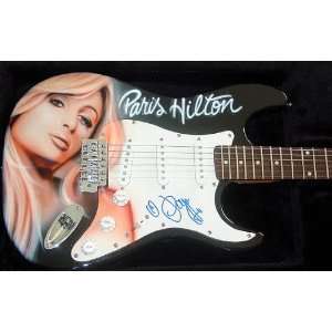  Paris Hilton Autographed Signed Airbrush Guitar 