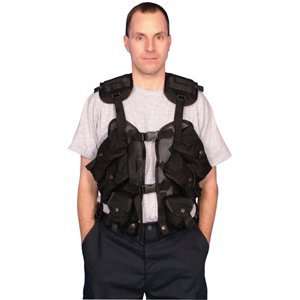  Black Enhanced Tactical Load Bearing Vest   One Size Fits 