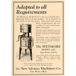  1922 Ad Wetmore Model A D Glue Heater Pots Machine Ohio 