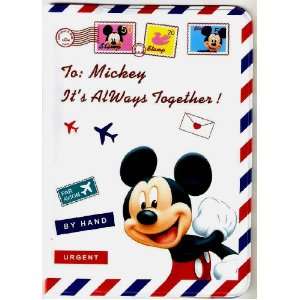 Mickey Mouse Airmail Post Stamps Disney Passport Cover ~ Mouse Head 