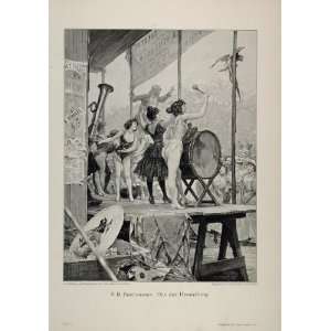 1902 Print Burlesque Women Band Drum Stage Show Girls   Original Print