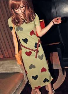 wholesale Lovely Heart Pattern Embellished Short Sleeve Long Dress 