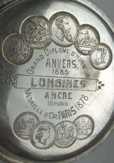 19c. EARLY ANTIQUE SWISS LONGINES SILVER POCKET WATCH  