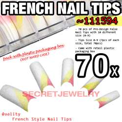 70 pcs Acrylic French False Nail Tips 20 Glitter Design  