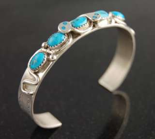 Zuni Effie Calavaza Silver Turquoise Snake Bracelet Native American 