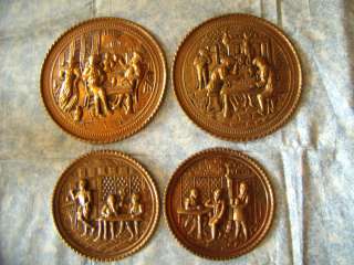   VINTAGE 1970S STAMPED BRASS WALL PLAQUES   MADE IN ENGLAND  