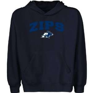  NCAA Akron Zips Youth Navy Blue Logo Arch Pullover Hoody 