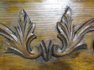 Antique Dark 1/4 Cut Oak Fireplace Mantle w Mirror, Shelf & Fluted 