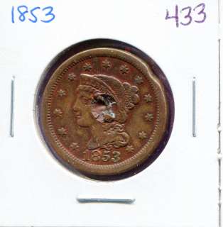 1853 Braided Hair Large Cent #D433  