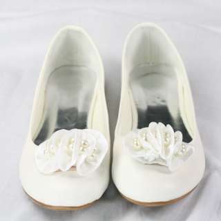 ! white pearl flower flat ballet bridesmaid shoes (Pro Wedding Shoes 