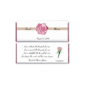 WA237   Wedding Elegant Pink Rose Candy Bar Wrapper:  