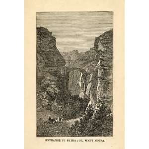  1867 Wood Engraving Petra Wadi Musa Jordan Arch Natural 