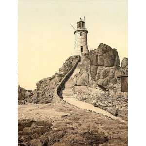 Vintage Travel Poster   Jersey Corbiere Lighthouse III Channel Islands 