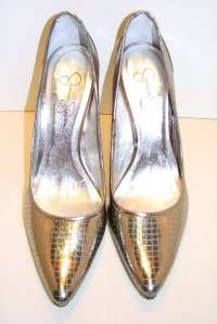   SIMPSON SIGNATURE CLASSIC PUMPS SILVER PATENT LEATHER 4 HIGH HEELS 9B