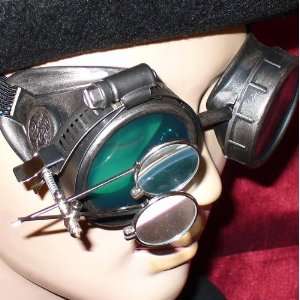   Goggles Glasses pewter green magnifying lens: Everything Else