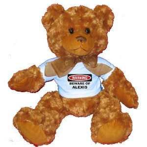   Beware of Alexis Plush Teddy Bear with BLUE T Shirt: Toys & Games