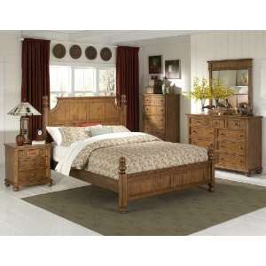    5pc Queen Size Bedroom Set in Waxy Pine Finish