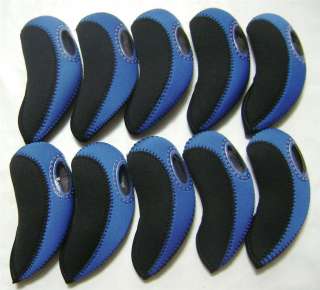 A99 golf blue/black 10pcs golf club head cover iron cover neoprene H09