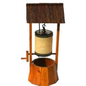 Water Well Asian Design Wooden Lamp