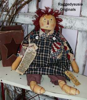 Primitive Raggedy Ann Annie Olde Americana Cupboard Doll  