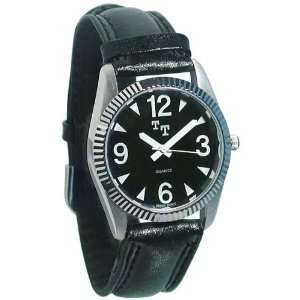  Tel Time Low Vision Watch Mens with Leather Band: Health 