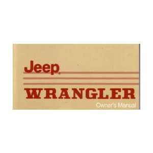  1988 JEEP WRANGLER Owners Manual User Guide: Automotive