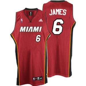   adidas Red Authentic Lebron James Miami Heat Jersey
