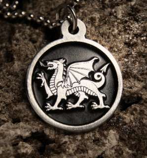 Flag Of Wales Dragon Pewter Pendant Welsh Flag Necklace  