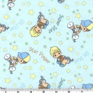  45 Wide Precious Moments Flannel All Star Blue Fabric By 