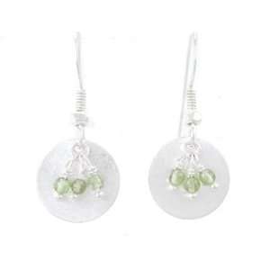  Round Brushed Satin Disc Dangle Earrings in Sterling Silver 