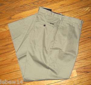 Haggar Mens Khaki Weekend Pants Adjust Waist Pleated Front 40, 42, 44 