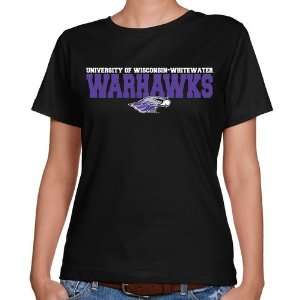 Wisconsin Whitewater Warhawks Ladies Black University Name Classic Fit 