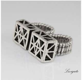 Punk trend new double two finger ring silver bronze  