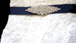 Bridal gown dress sash brooch buckle jeweled belt  