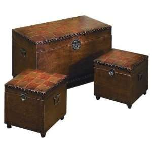   Wood Leatherette Decorative Storage Trunks:  Home & Kitchen