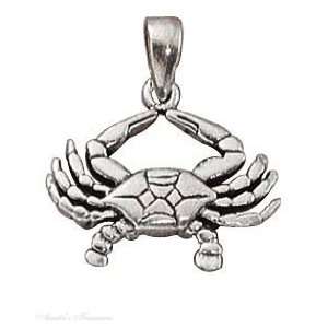    Sterling Silver 18 Box Chain Necklace With Crab Pendant: Jewelry