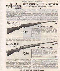 1952 MOSSBERG AD MODEL 183 & 185 BOLT ACTION SHOT GUNS  