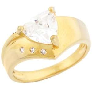   Gold 7mm Trillion Cut CZ Ring Round Channel Set Side accents Jewelry