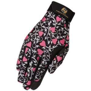  Heritage Gloves Performance Prints   Pink Hearts   Childs 