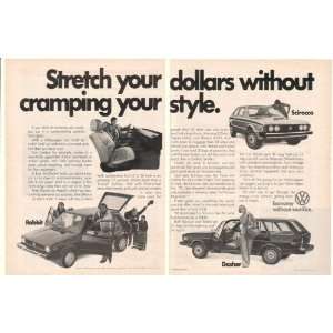  1977 VW Volkswagen Rabbit Scirocco Dasher 2 Page Print Ad 