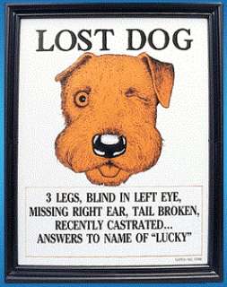 Lost Dog Lucky Plaque Adult Only Gag / Joke  