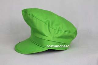 2PCS Super Mario Bros Luigi ADULT Hat Cap Costume Flat Top Taper down 