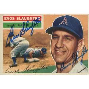  Enos Slaughter Autographed 1956 Topps Card Sports 